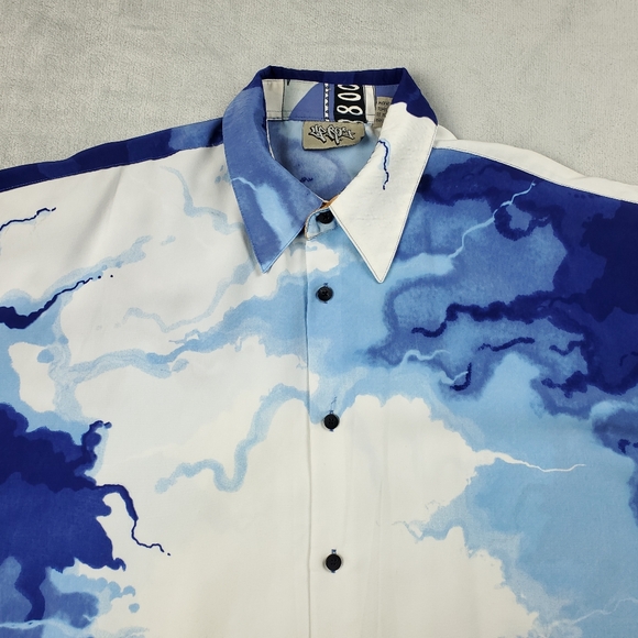 Vintage Up Ros Button Shirt Mens Large 90s Hip Hop Graffiti NYC Train Rap Camp - Picture 7 of 12